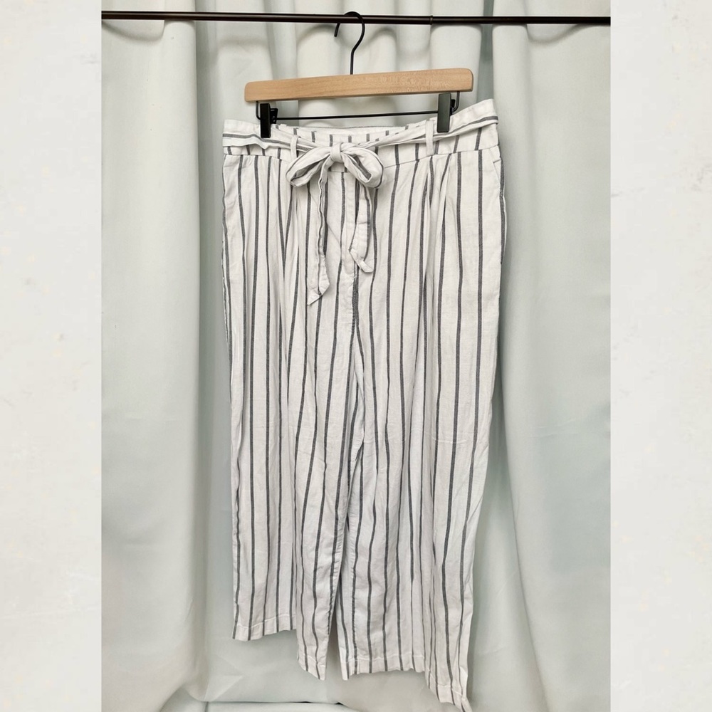 ASOS DESIGN Striped Linen Tie-Waist Culottes